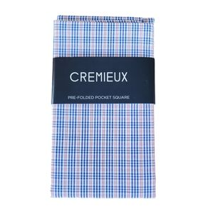 DANIEL CREMIEUX PRE-FOLDED POCKET SQUARES BLUE RED PLAID